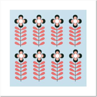 Retro Flower Power Minimalistic Pattern Posters and Art